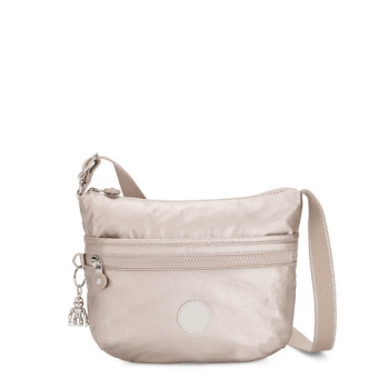 Beige Kipling Arto Small Metallic Crossbody Bags | AE873ZYRW