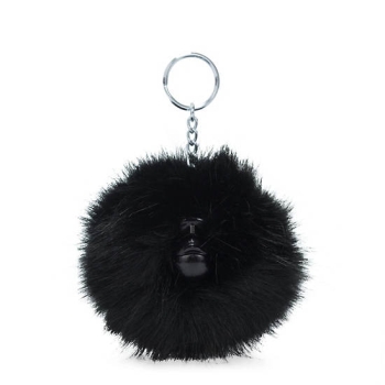 Black Kipling Pompom Monkey Keychains | AE618NSMI