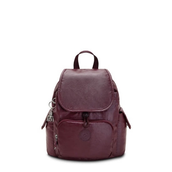 Burgundy Kipling City Pack Mini Metallic Backpacks | AE850IMVF