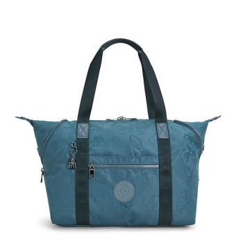 Navy Grey Kipling Art Medium Iconic Tote Bags | AE285YDOS