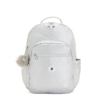 White Kipling Seoul Extra Large Metallic 17" Laptop Backpacks | AE974EOTX