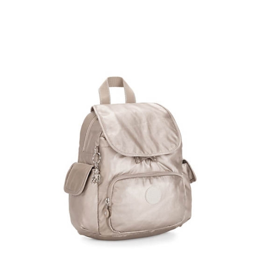 Beige Kipling City Pack Mini Metallic Backpacks | AE905GTCH