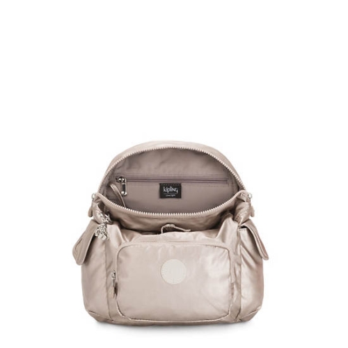 Beige Kipling City Pack Mini Metallic Backpacks | AE905GTCH