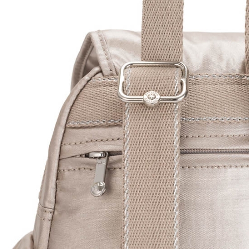 Beige Kipling City Pack Mini Metallic Backpacks | AE905GTCH