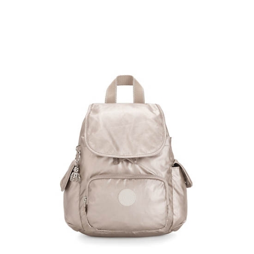 Beige Kipling City Pack Mini Metallic Backpacks | AE905GTCH