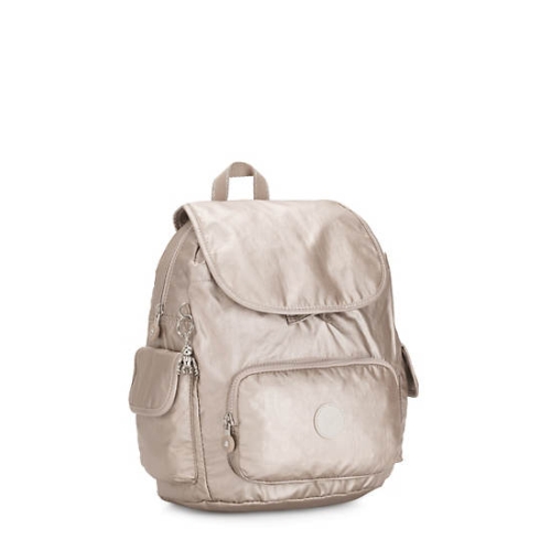 Beige Kipling City Pack Small Metallic Backpacks | AE485STAE