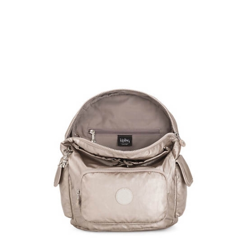 Beige Kipling City Pack Small Metallic Backpacks | AE485STAE