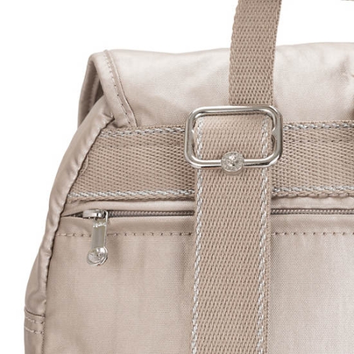 Beige Kipling City Pack Small Metallic Backpacks | AE485STAE