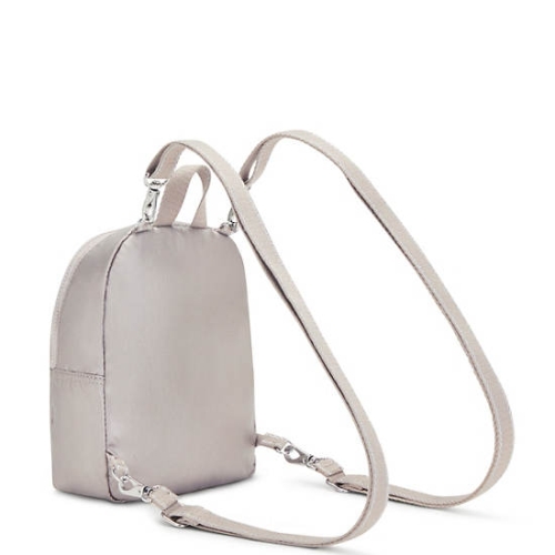 Beige Kipling Curtis Compact Metallic Convertible Backpacks | AE185BTCM