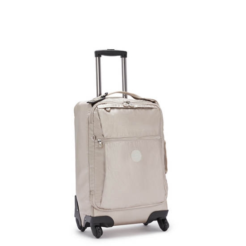 Beige Kipling Darcey Small Metallic Carry-On Rolling Suitcases | AE794SLMH