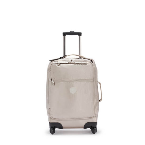 Beige Kipling Darcey Small Metallic Carry-On Rolling Suitcases | AE794SLMH