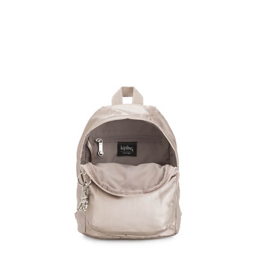 Beige Kipling Delia Compact Metallic Convertible Backpacks | AE547YAJI