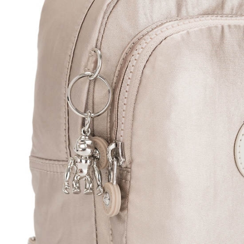 Beige Kipling Delia Compact Metallic Convertible Backpacks | AE547YAJI