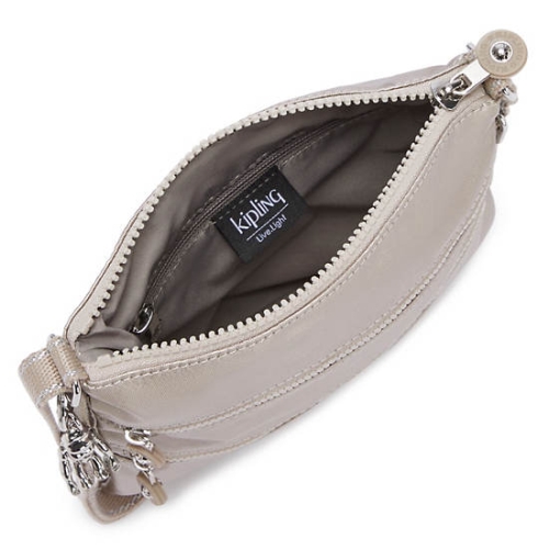 Beige Kipling Keiko Metallic Crossbody Mini Bags | AE621FZIL