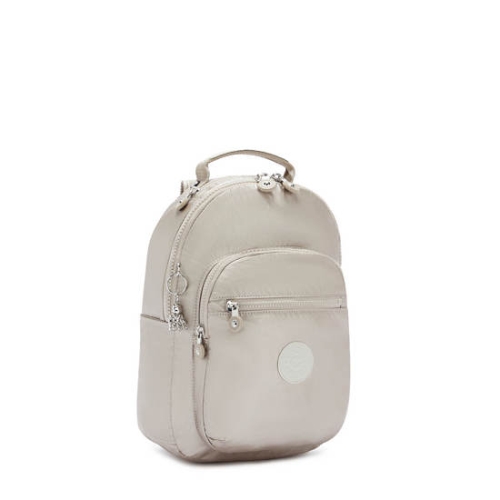 Beige Kipling Seoul Small Metallic Tablet Backpacks | AE287FQUP