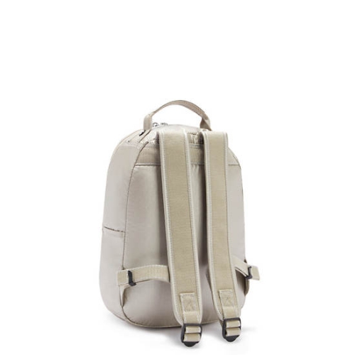 Beige Kipling Seoul Small Metallic Tablet Backpacks | AE287FQUP