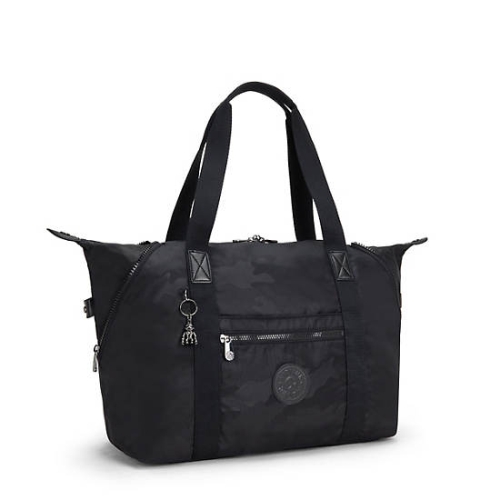 Black Camo Kipling Art Medium Iconic Tote Bags | AE928JRTN