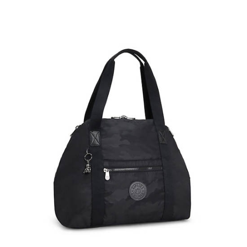 Black Camo Kipling Art Medium Iconic Tote Bags | AE928JRTN