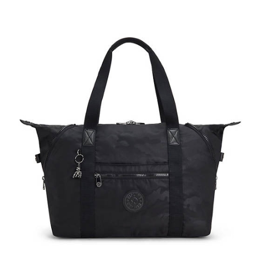 Black Camo Kipling Art Medium Iconic Tote Bags | AE928JRTN