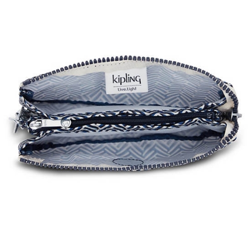 Blue White Kipling Creativity Large Printed Pouches | AE695JOFM