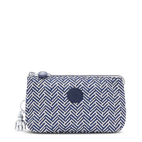 Blue White Kipling Creativity Large Printed Pouches | AE695JOFM