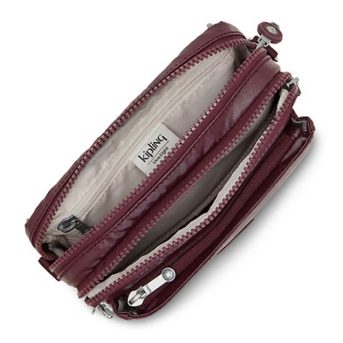 Burgundy Kipling Abanu Multi Metallic Convertible Crossbody Bags | AE340WZUJ