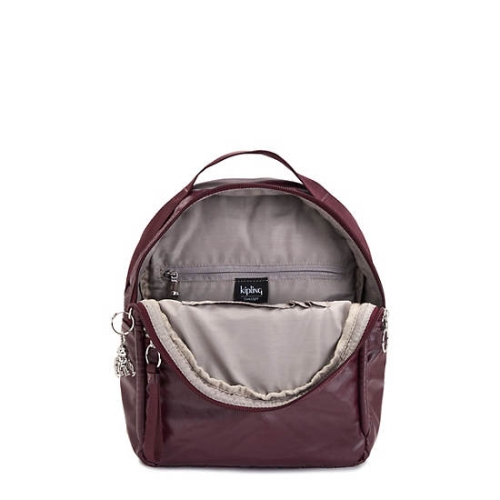 Burgundy Kipling Kae Classic Metallic Backpacks | AE592QZBA