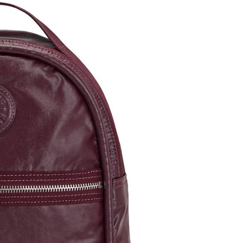 Burgundy Kipling Kae Classic Metallic Backpacks | AE592QZBA