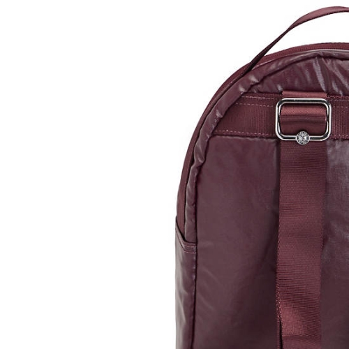 Burgundy Kipling Kae Classic Metallic Backpacks | AE592QZBA