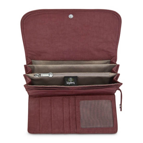 Burgundy Kipling Money Land Snap Wallets | AE721AZEK