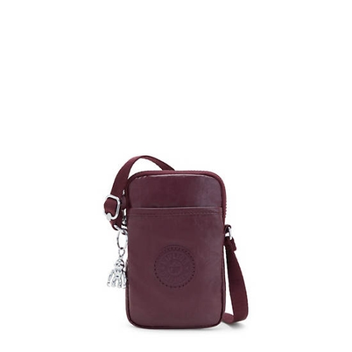 Burgundy Kipling Tally Metallic Phone Bags | AE736KOTM