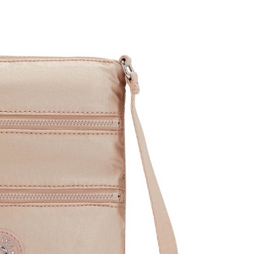 Gold Kipling Keiko Metallic Crossbody Mini Bags | AE120DQYM