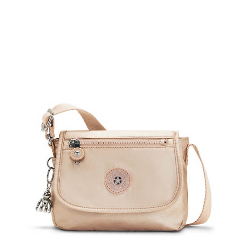 Gold Kipling Sabian Metallic Crossbody Mini Bags | AE974GCOT