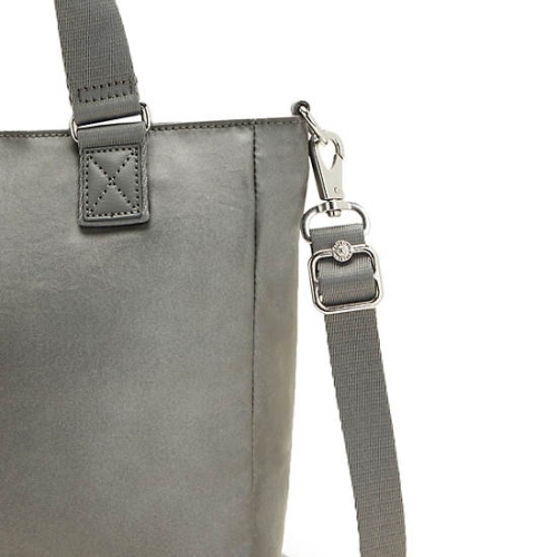 Grey Kipling Venla Metallic Tote Bags | AE821BCNV