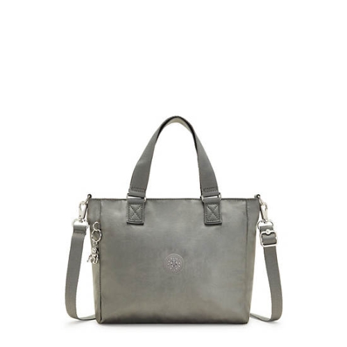 Grey Kipling Venla Metallic Tote Bags | AE821BCNV