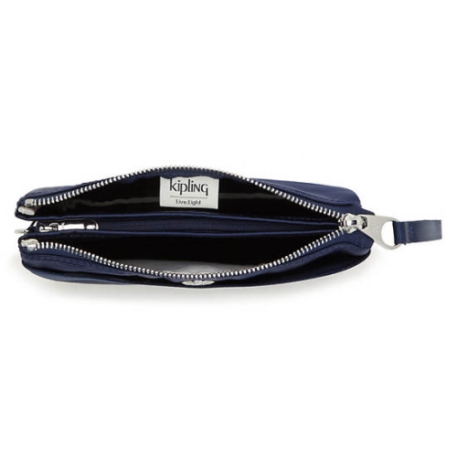 Navy Kipling Creativity Extra Large Metallic Wristlet Pouches | AE816NDSG