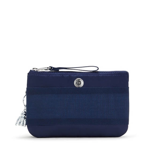 Navy Kipling Creativity Extra Large Metallic Wristlet Pouches | AE816NDSG