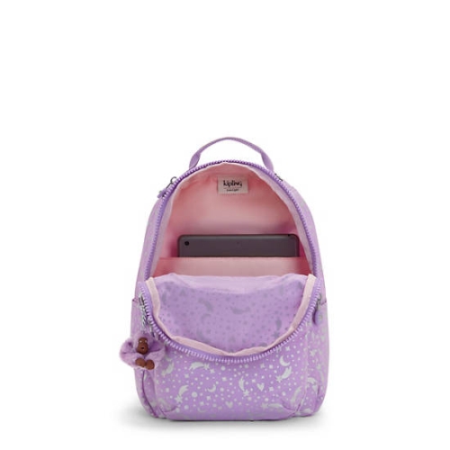 Purple Kipling Seoul Small Printed Tablet Backpacks | AE315WATC