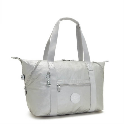 Silver Kipling Art Medium Metallic Tote Bags | AE425PAGQ