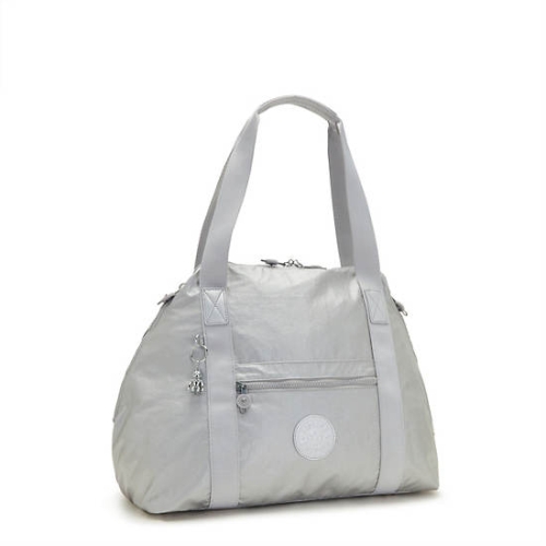 Silver Kipling Art Medium Metallic Tote Bags | AE425PAGQ