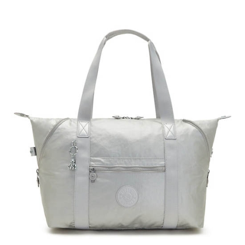 Silver Kipling Art Medium Metallic Tote Bags | AE425PAGQ