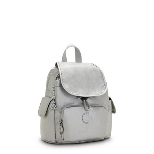 Silver Kipling City Pack Mini Classic Metallic Backpacks | AE813ZRYS