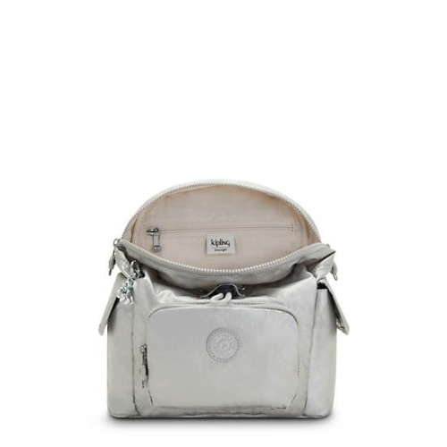 Silver Kipling City Pack Mini Classic Metallic Backpacks | AE813ZRYS