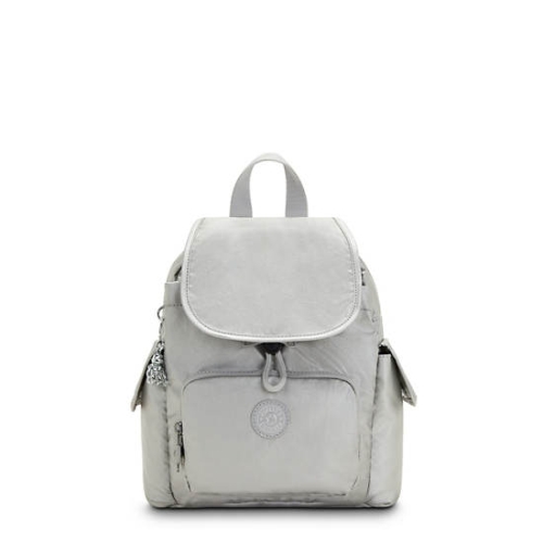 Silver Kipling City Pack Mini Metallic Backpacks | AE403CSFM