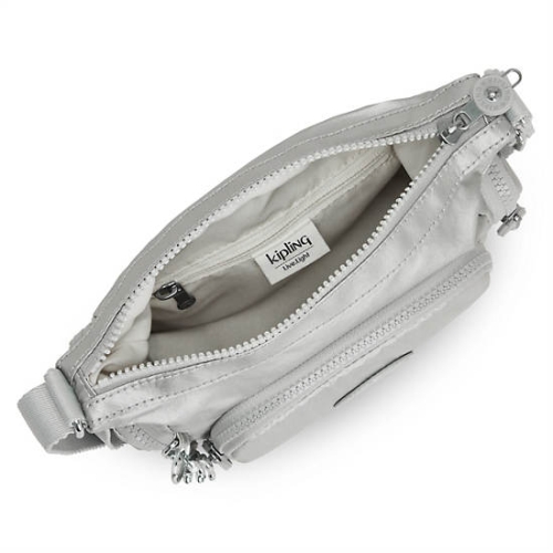 Silver Kipling Gabbie Mini Metallic Crossbody Bags | AE739GAJP