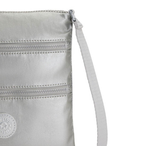 Silver Kipling Keiko Metallic Crossbody Mini Bags | AE281HXZK