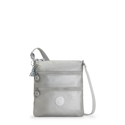 Silver Kipling Keiko Metallic Crossbody Mini Bags | AE281HXZK