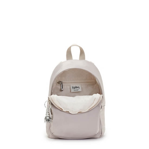 White Kipling Delia Compact Metallic Convertible Backpacks | AE296RUNP